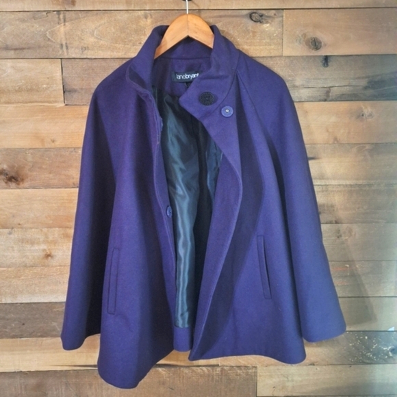 LANE BRYANT Purple Faux Wool Blend Cape Coat SZ 2X or 18/20 - Picture 4 of 9